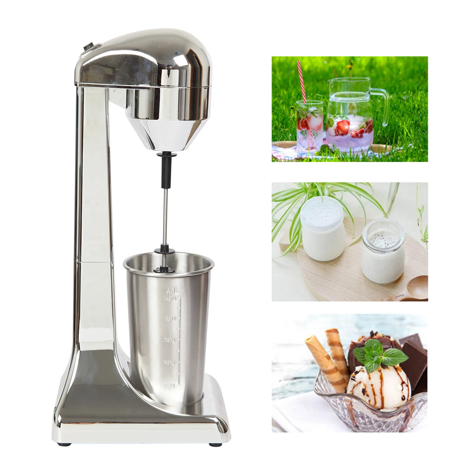 Milchshake-Maker – Elektrische Hochgeschwindigkeits-Milchshake-Maschine mit 23000 U/min Motor aus reinem Kupfer, zwei Tassen im Lieferumfang enthalten (450 ml ABS und 500 ml).