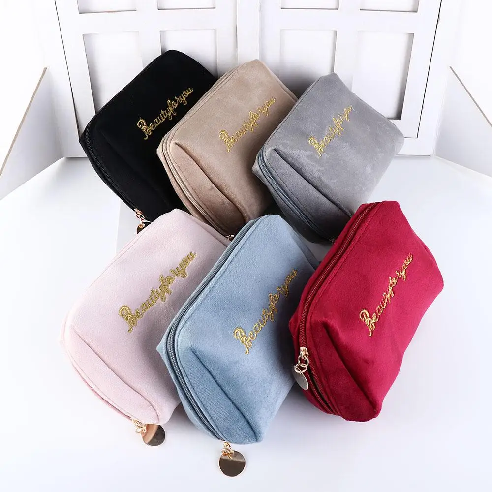 Multifunctional Mini Zipper Velvet Makeup Bags Cosmetic Bags Lipstick Pouch Handbags