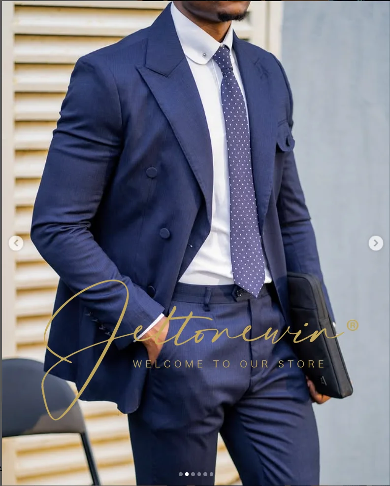 Men's Navy Blue Double Breaste - đánh giá và giá Men Formal Wear Blue