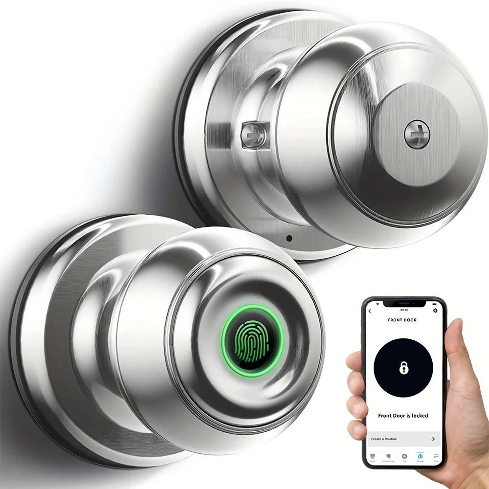 Smart Door knob, Fingerprint Door Lock Smart Lock Biometric Door Lock Fingerprint Door knob with App Control, Great for Bedrooms