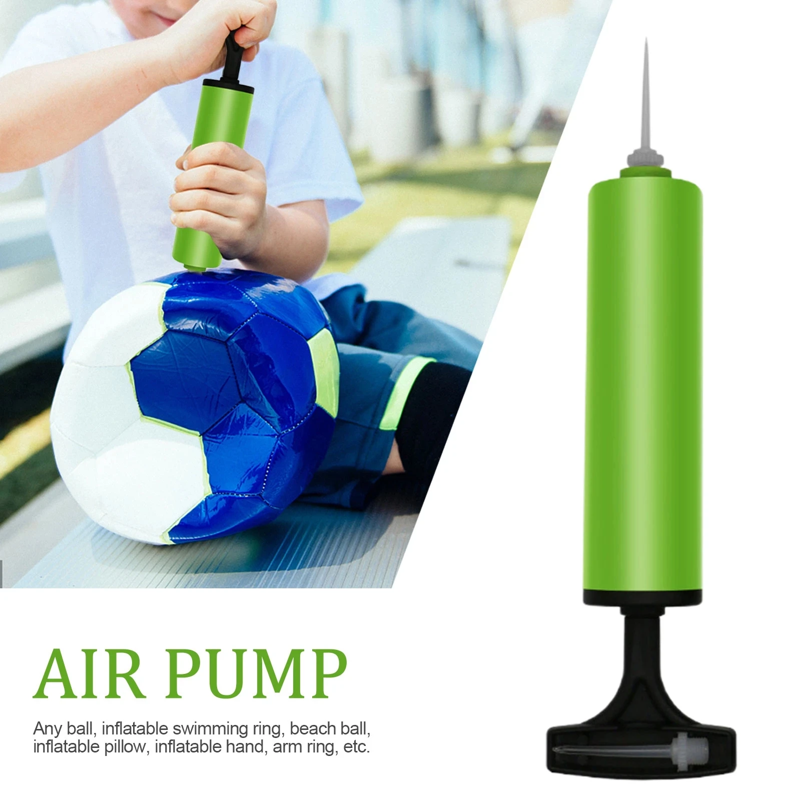 Bomba de aire portátil con aguja de inflado, anillo de natación de plástico, Balón de playa, balón inflable de baloncesto