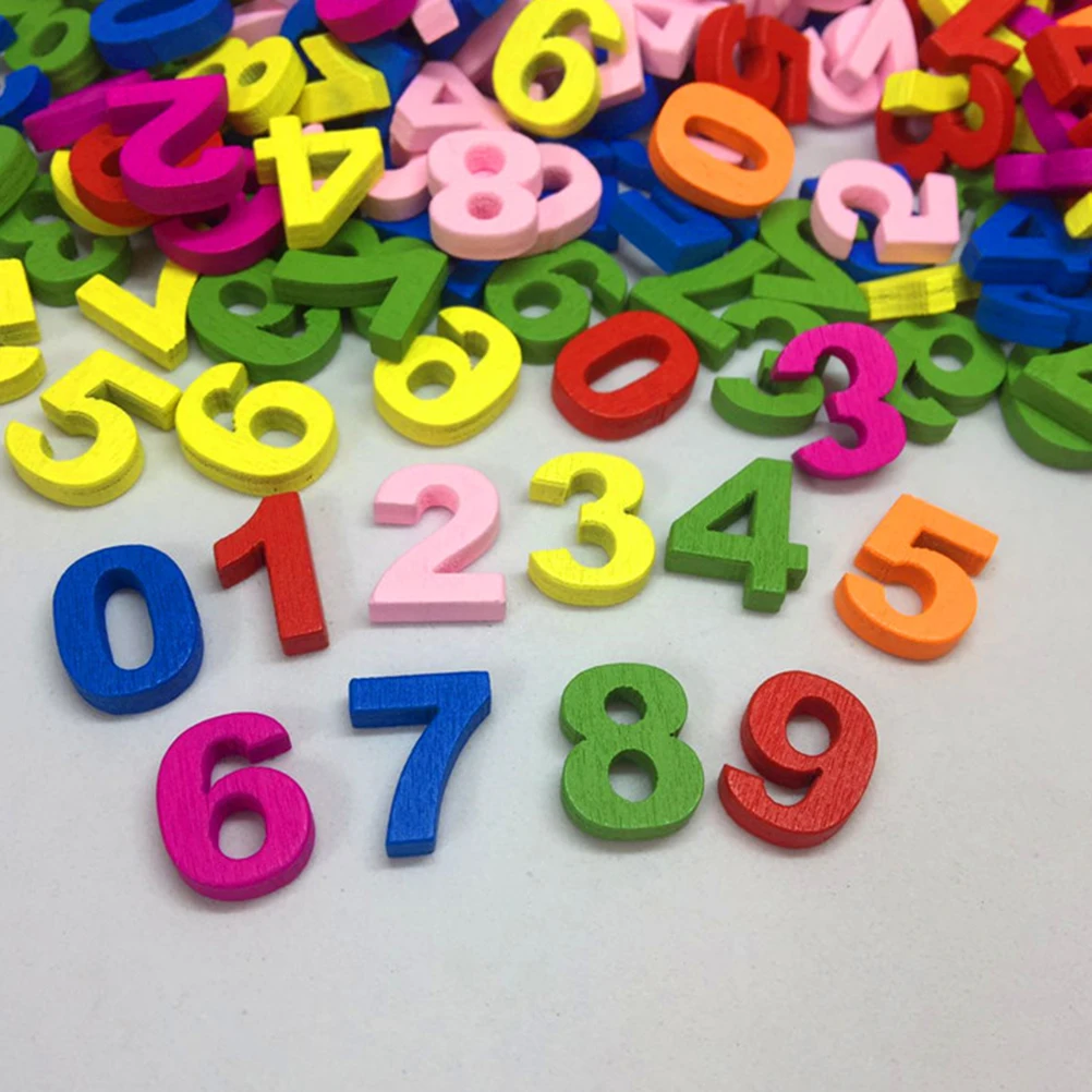 

100 Pcs Colorful Digital Wooden Blocks Colour Numbers Children Painted Chips Crafts Mini Embellishments Assorted