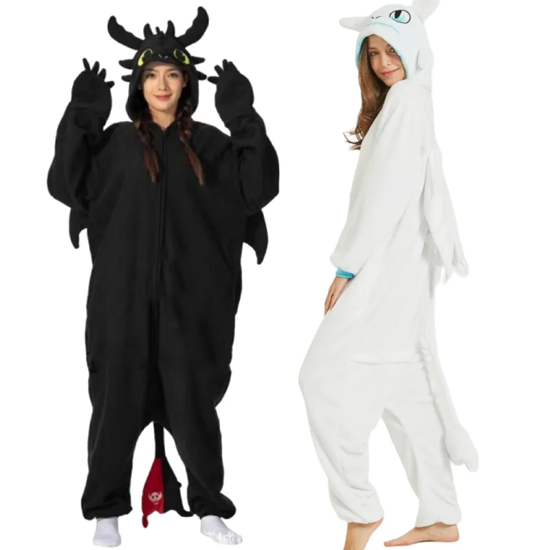 Black Animal Kigurumi Adults Onesies Women Men Pajamas Halloween Costumes Cosplay Jumpsuit Birthday Christmas Gift Toys