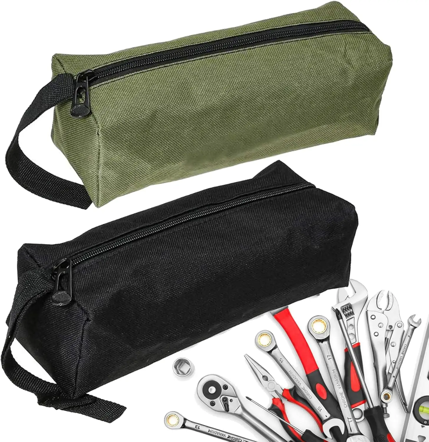 

2-Pack Canvas Tool Pouch Bag, Multi-Purpose Small Zipper Pouch for Screwdriver & Electrician Tool Storage