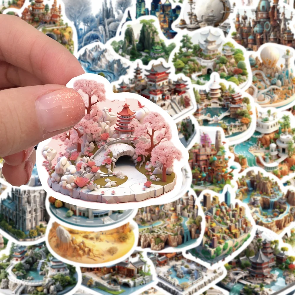50 قطعة الكرتون ثلاثية الأبعاد العالم الصغير ملصقات الفن للأمتعة جراب هاتف المحمول دفتر الشارات الاطفال هدية BulingBulingStickers مخزن #3