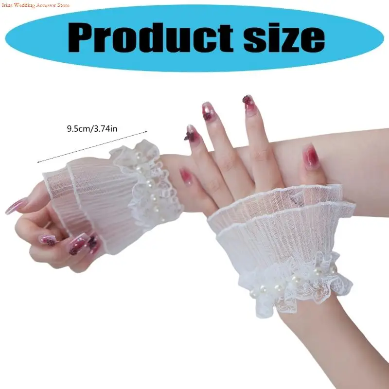 G92D Koreaanse mode kanten parels met handmouwen ademende pols manchetten decoratieve manchetten covers voor cosplay en