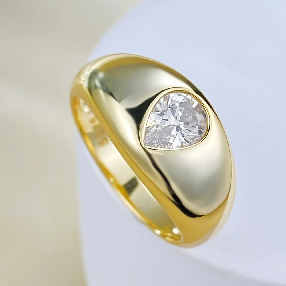 Vinregem Pear Cut 5*7 MM Lab Created Sapphire Gemstone Vintage 18K Gold Plated 925 Sterling Silver Ring Wedding Party Jewelry