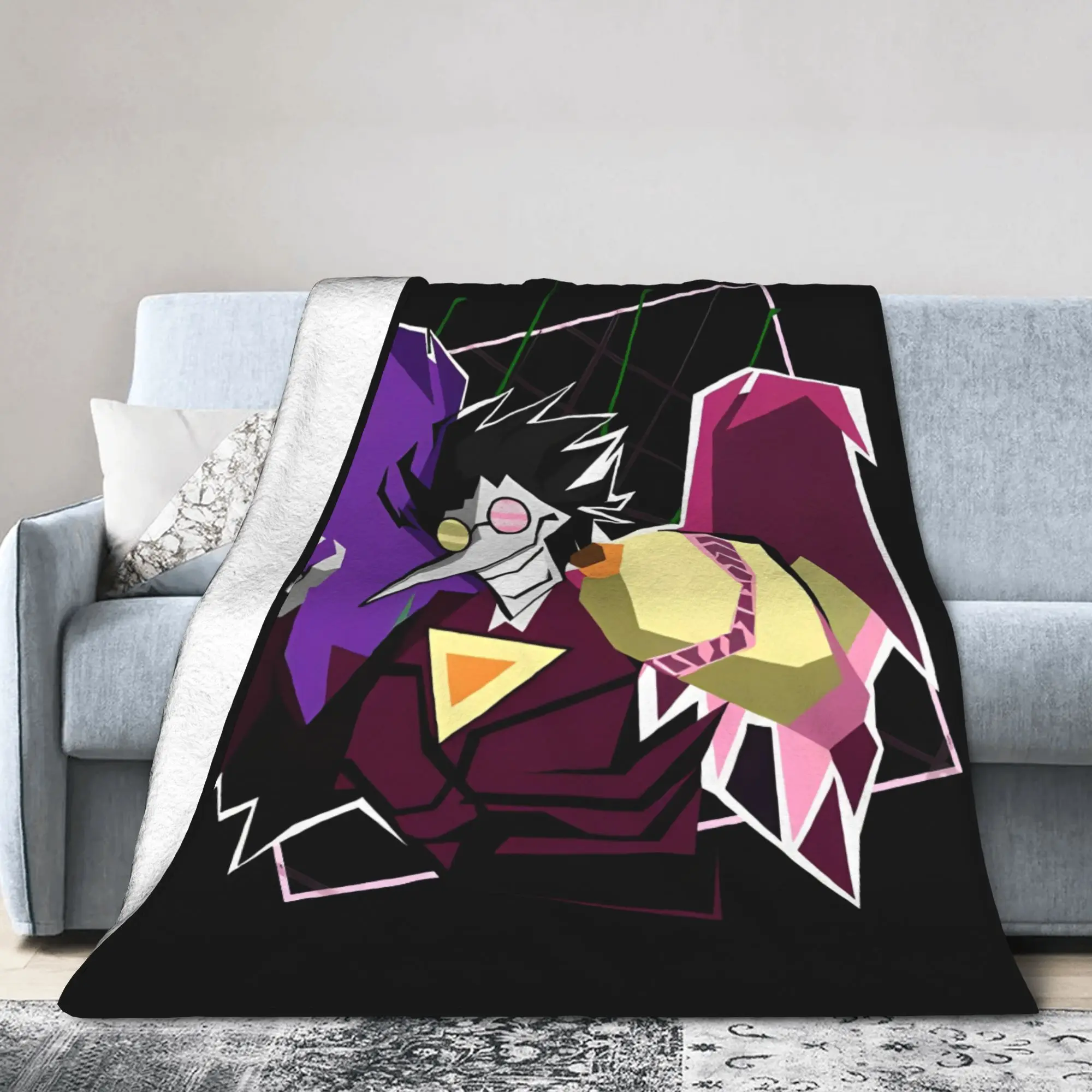 Deltarune Spamton Neo بطانيات محبوكة من الفلانيل فائقة النعومة مفرش سرير للسفر على شكل طائرة #2