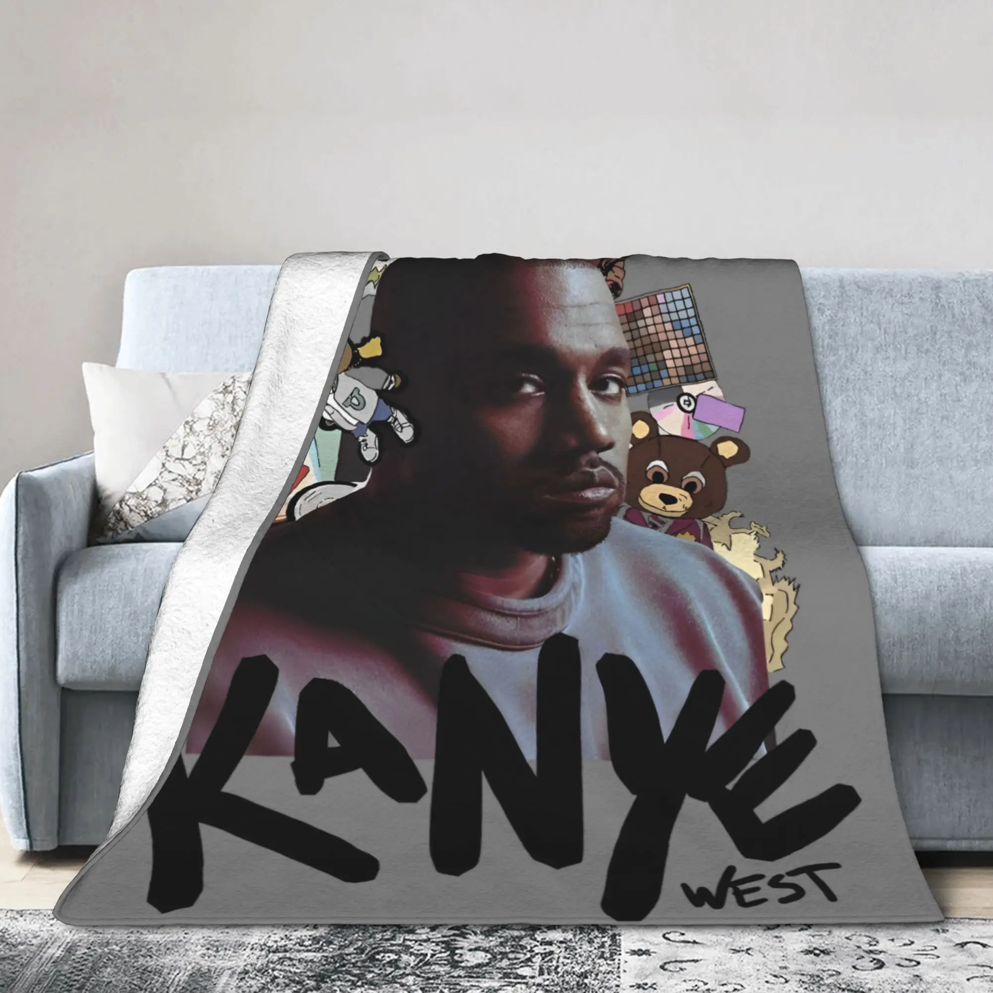 Kanye West Deken Flanel Lente Herfst Rapper Multifunctionele Superzachte Gooi Dekens voor Sofa Auto Spreien