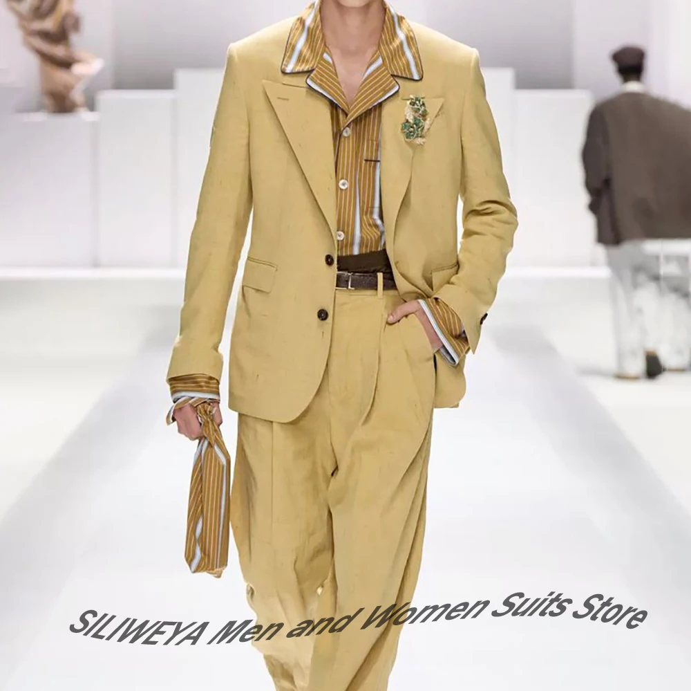 Smart Casual Men's Linen Suit Single-Breasted Two Pieces (Jacket+Pants) Pants Fashion Formal Breathable Wedding Guest Costume