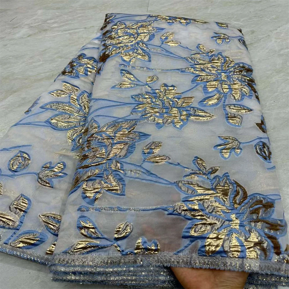 2023 Nieuwste Hoge Kwaliteit Afrikaanse Nigeriaanse Tule Veters Stof Organza Borduurwerk Kant Feestjurk Brokaat Jacquard 5 Yards Cw1151