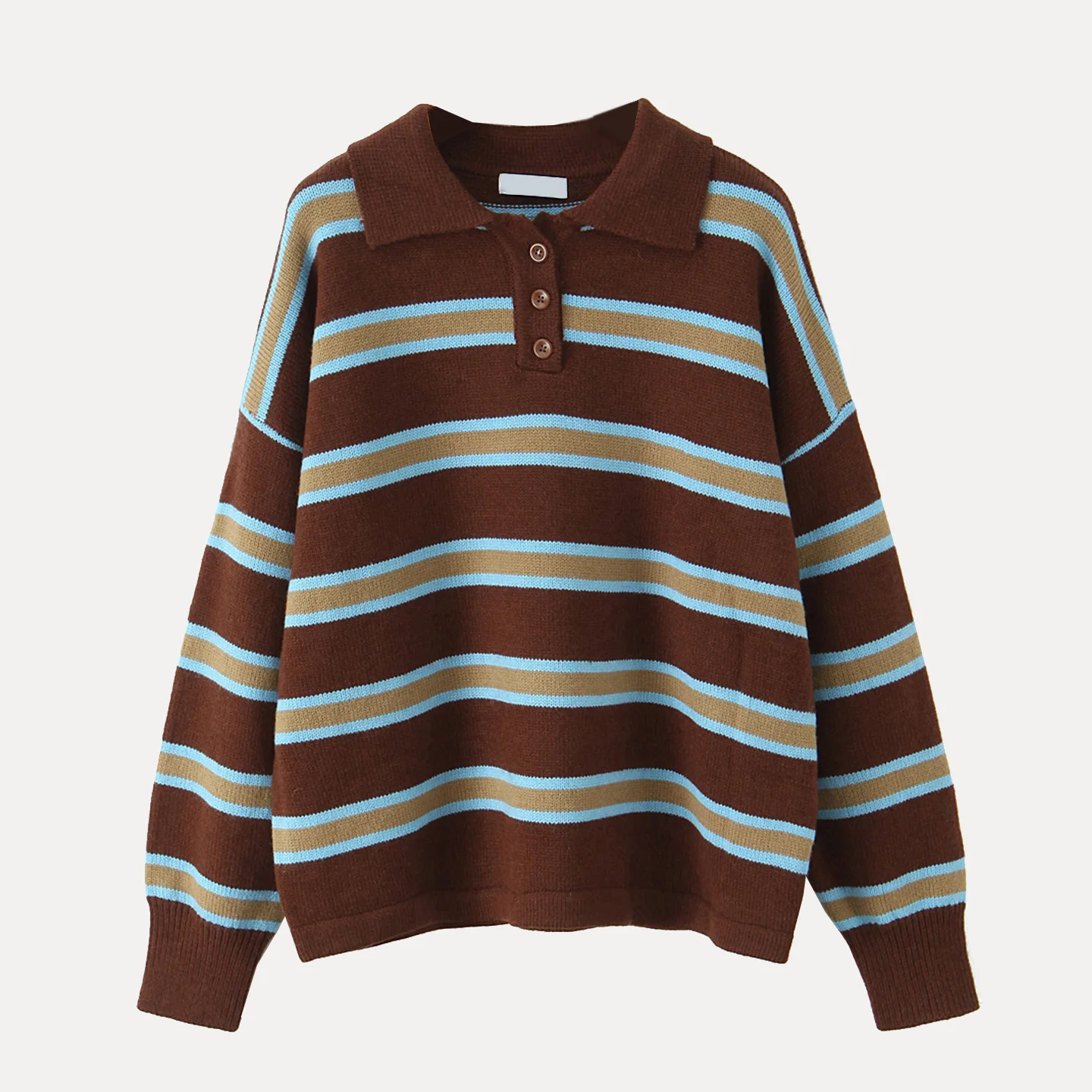 

Sweet Loose Fit Ne Sweater for Women Autumn Winter New Arrival Vintage Preppy Sle Turn down Collar Long Sve Knitwear