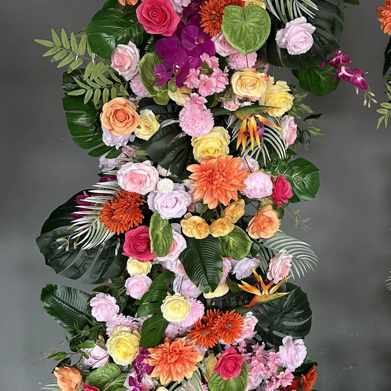 floral arrangement, arch background, horn floral arrangement shelf, wedding props, marriage proposal background rose