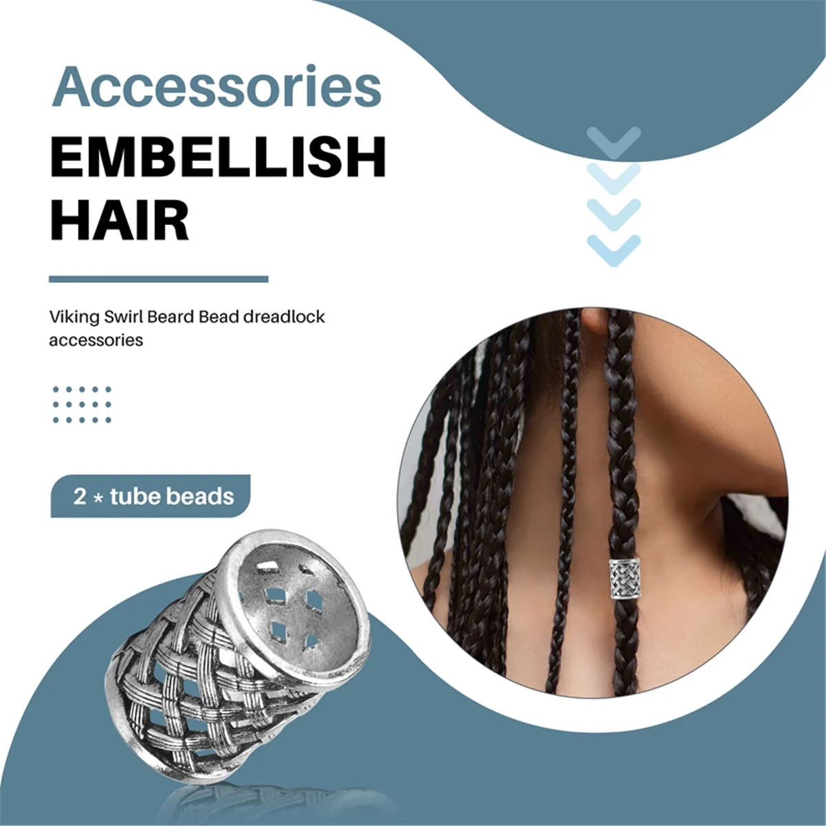 ABQR Vintage Bronzo Antico Treccia di Capelli Barba Dreadlock Perline Anelli Tubo Runa Vichinga Ciondolo con Fascino per Gioielli Collana Fai da Te