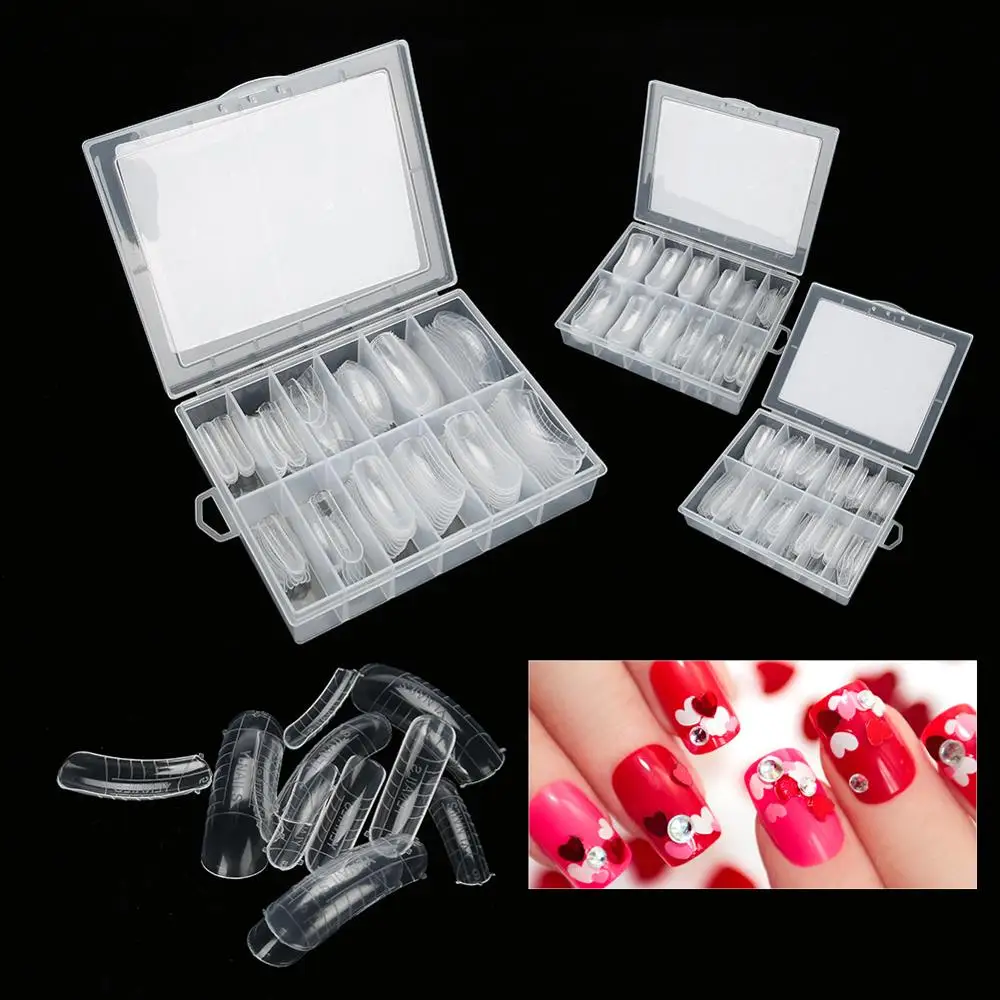 1 Types 1 Doos/120 Pcs Transparante Manicure Stuk Verstelbare Lengte Volledige Dekking Nep Uv Gel Nail Art Geen Trace Crystal Manicure