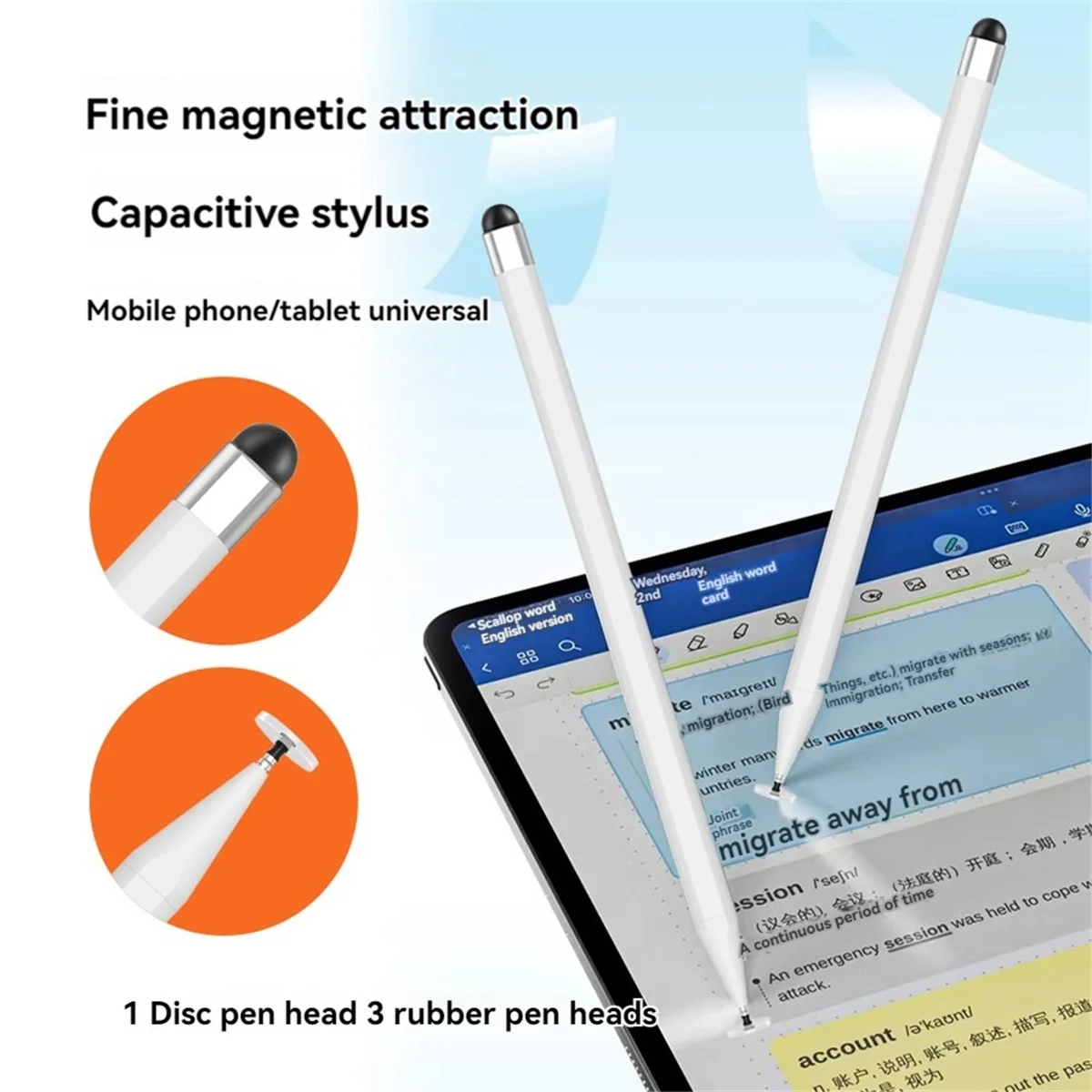 

#765Z Touch Screen Capacitive Pen 2 In 1 Magnetic Slim Capacitive Pen G (Plastic)