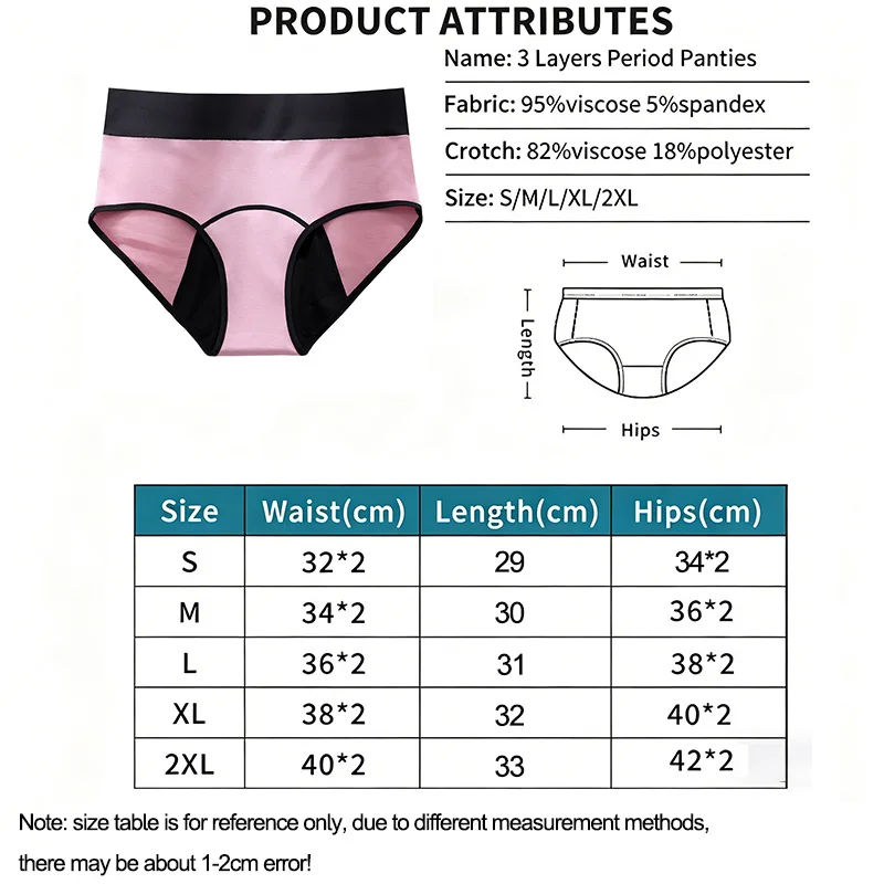 3-Piece Women Period Underwear Leakproof Menstrual Panties Solid Mid-rise Abundant Flow Menstruation Woman Physiological Briefs - view 5