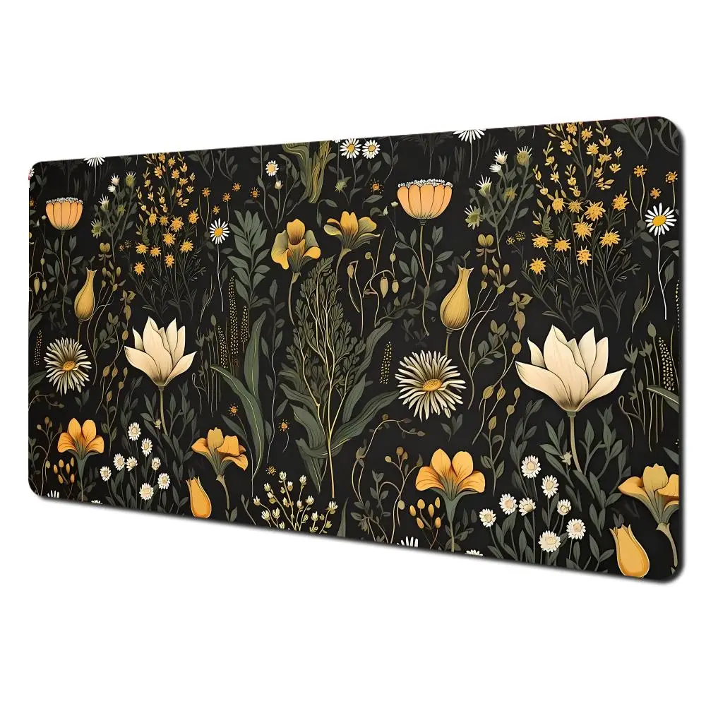 

Vintage Plant Flowers Mouse Pad Large Gaming Desk Accessory Aesthetic Non-slip Table Cushion Laptop Tablet Mat Mini PC Playmat