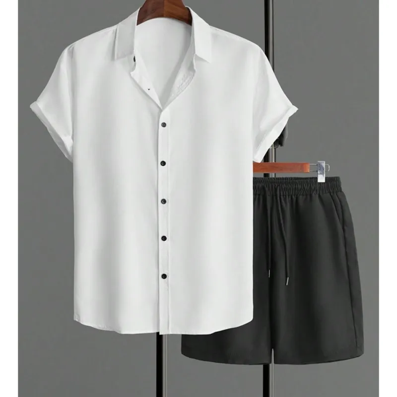 

2025 New Men's Short-sleeved Hawaiian Shirt Sports Set Summer Everyday Men's Casual Shirt Outdoor Travel Men's Beach Pants