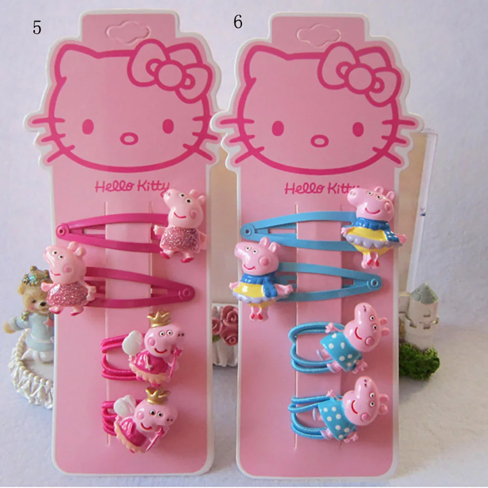 Peppa Pig Children Hairpins Hair Ropes Kawaii Fashion Tiara Headdress George Cute Tiara Accessories Baby Hairbands Birthday Gift