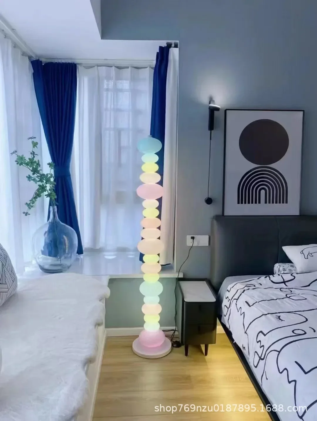 Candy Skewers Rainbow Floor Lamp Creative Macaron Girly Bedroom Table Lamp Glass Living Room Sofa Edge Ambience Light