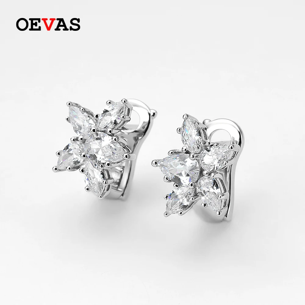 OEVAS 100% 925 Sterling Silver Sparkling High Carbon Diamond Earrings For Women Wedding Engagement Party Fine Jewelry Wholesale