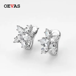 OEVAS 100% 925 Sterling Silver Sparkling High Carbon Diamond Earrings For Women Wedding Engagement Party Fine Jewelry Wholesale