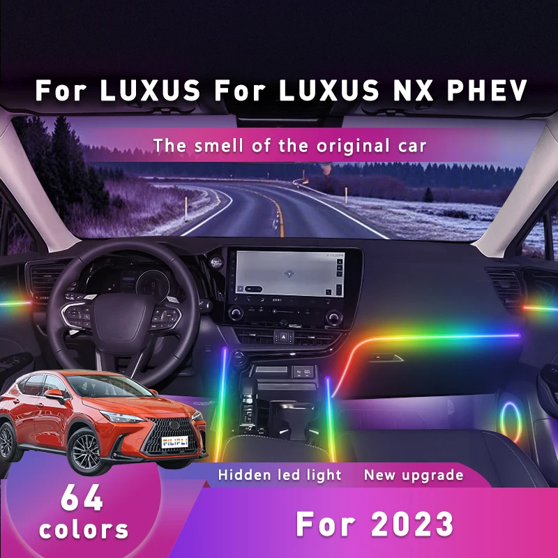 

FILIPLI для MAZDA CX-50 для 2024, активируемый звуком, внутреннее освещение автомобиля, сделай сам, 64 RGB, окружающее освещение салона автомобиля с управлением через приложение