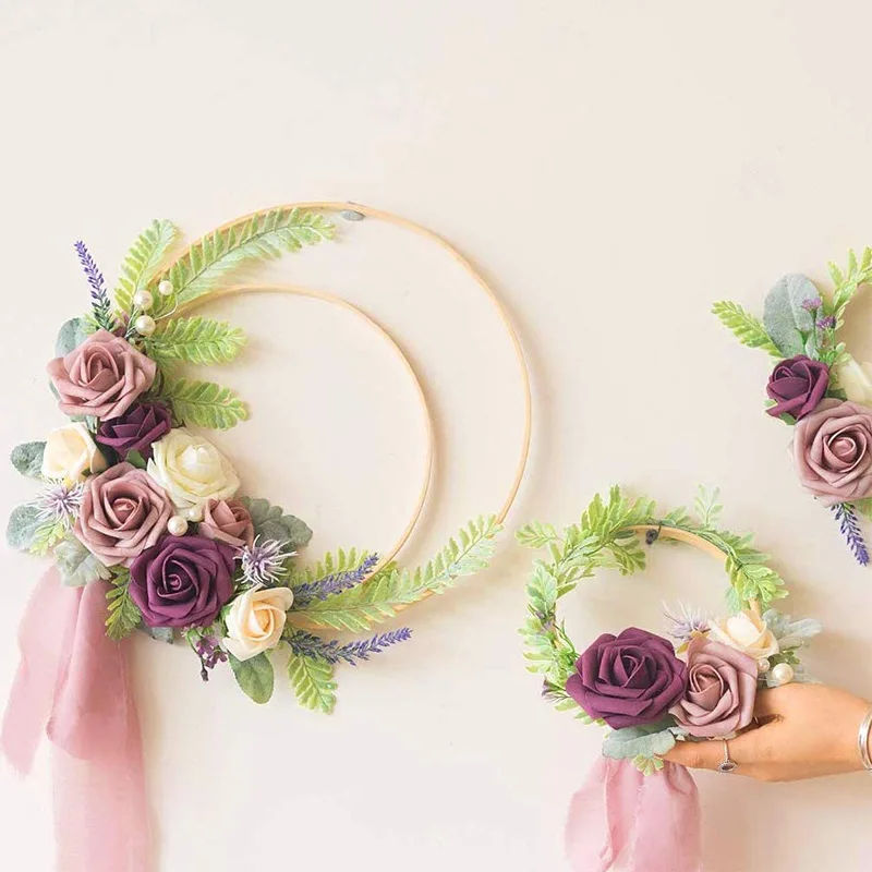 

A32P_12PCS Wooden Bamboo Dreamcatcher Rings Hoops Round for Dream Catcher Home Craft DIY,Party Decoration