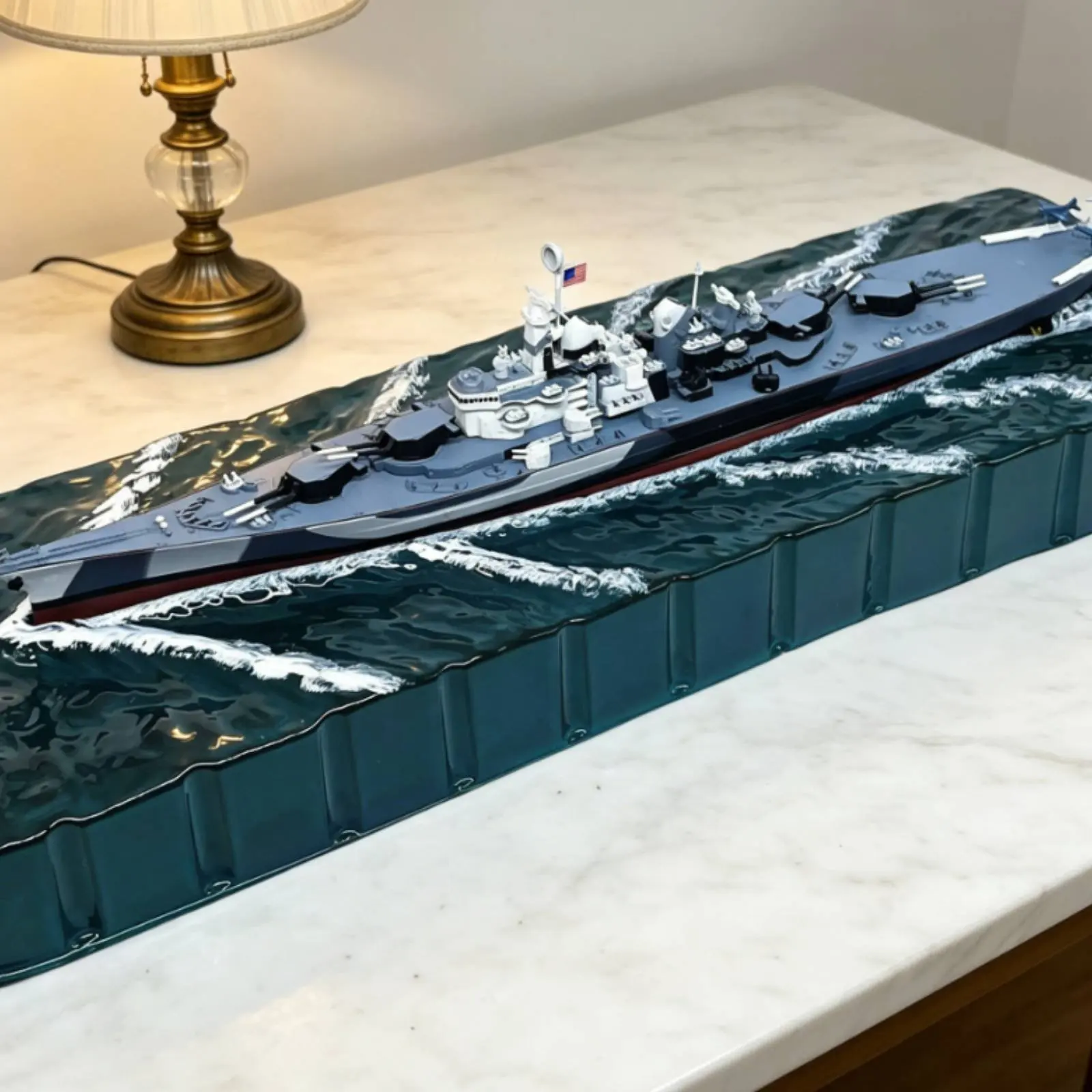 

B & B-68 Battleship Figurine Finished Product 1:1000 Battleship Model Warship Model Realistic Intricacy Naval Decor for Shelf