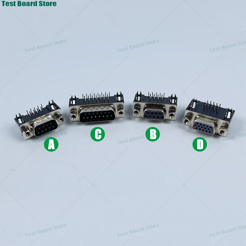 

1piece DB9/DR15 DB male female 90 degree right angled 9P/15P soldered plug connector serial port VGA socket adapter