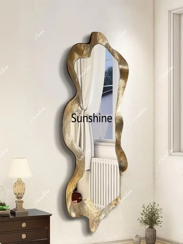 American classical wall-mounted fitting mirror art irregular full-body full-length mirror