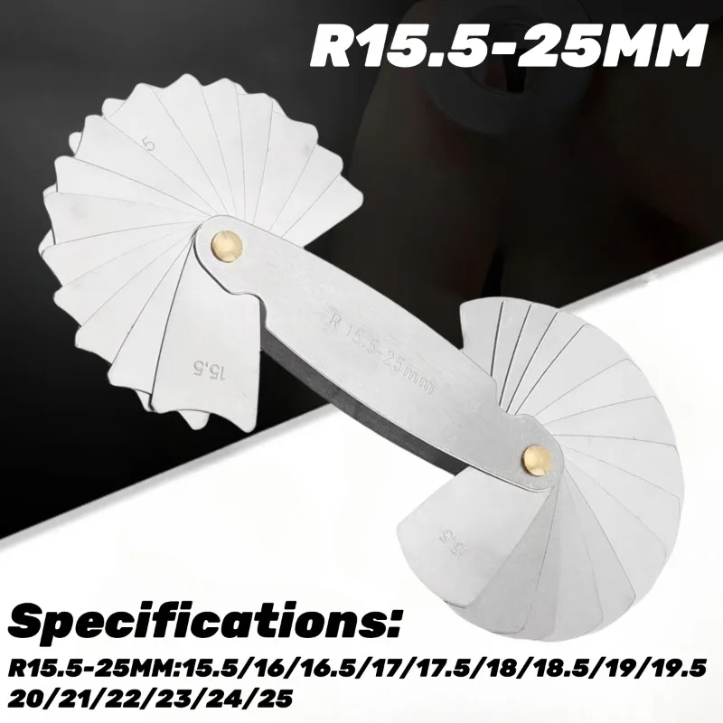 

High-precision R15.5-25Radius Template R Gauge Radius Gage Plate Fillet Gaug External Internal Concave Convex Arc Measuring Tool