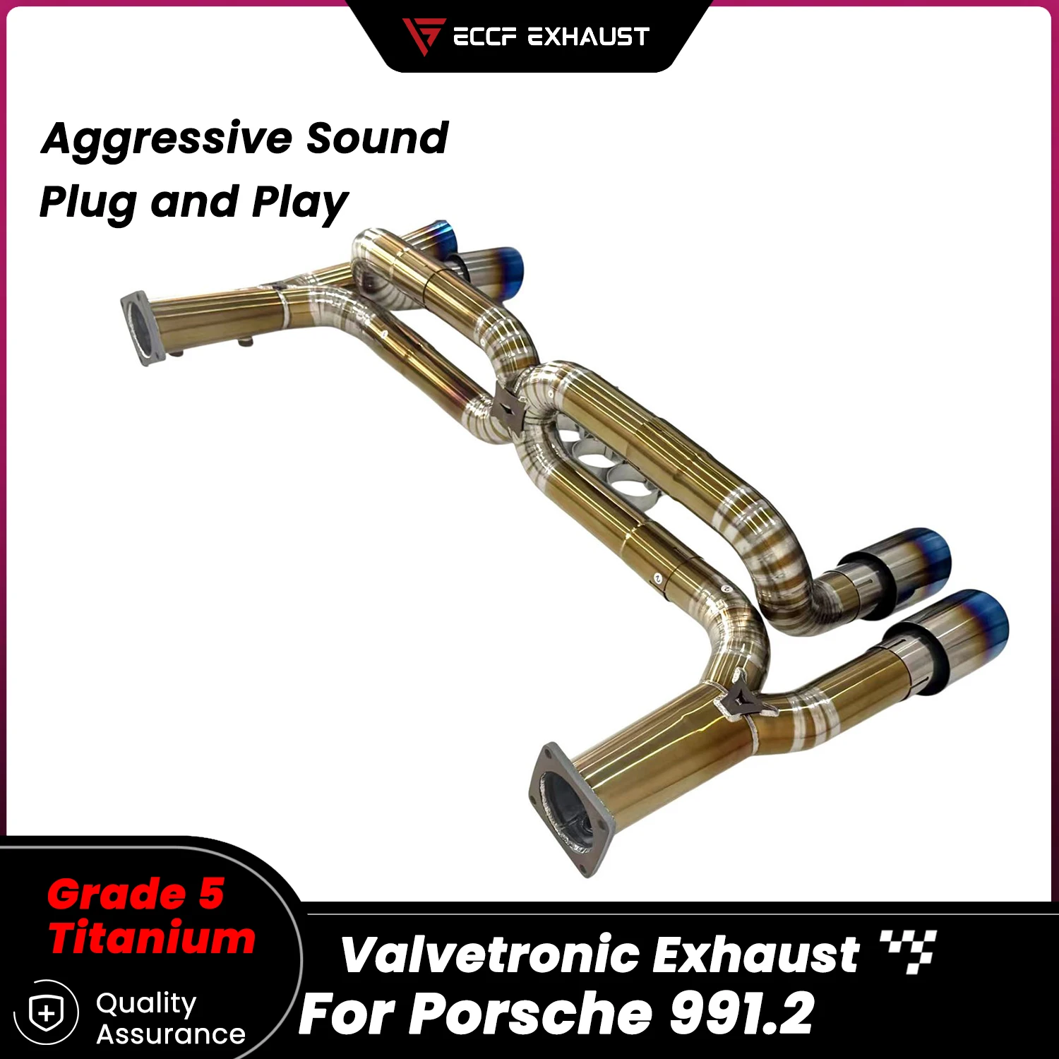 

Sporty OEM Valveless Design TItanium Complete exhaust system for Porsche 911 991.2 Quad Outlet Aggressive Exhaust Sound