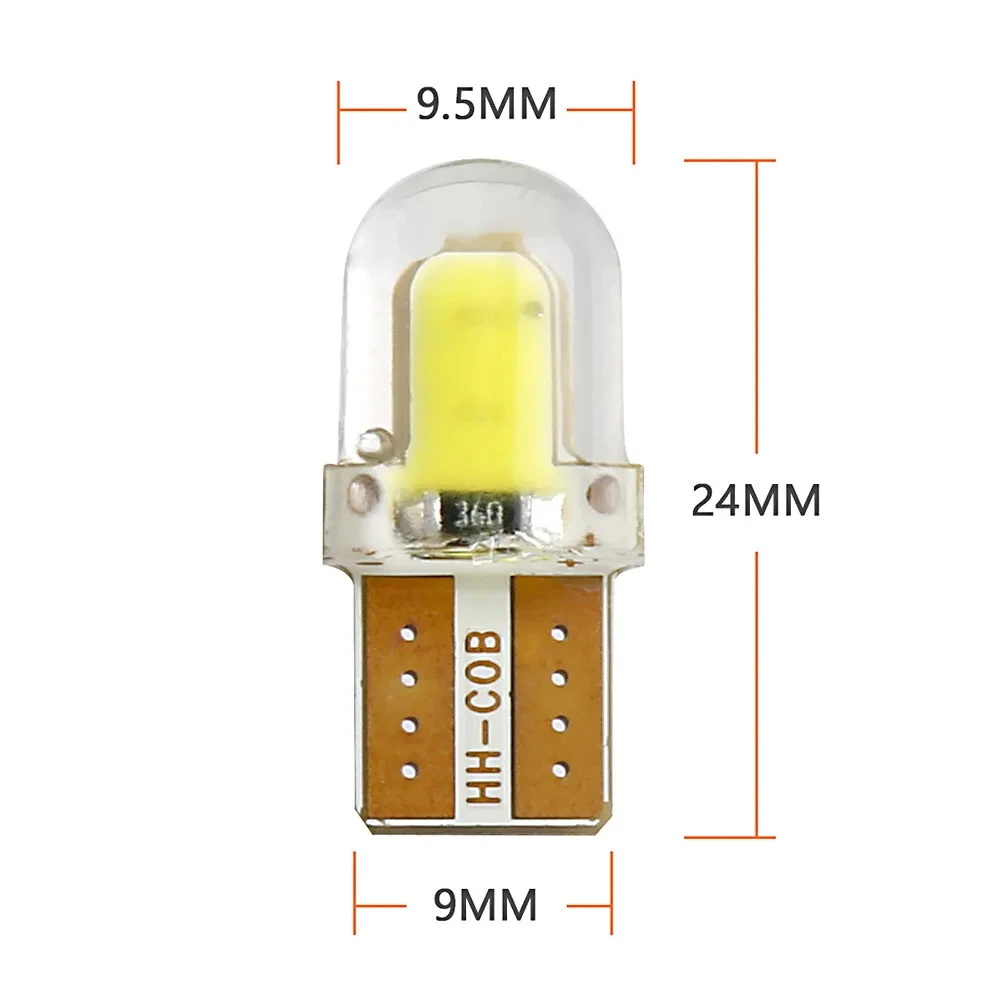 10X T10 Led Position Light Bulb License Lamp Car Cob Lights Silicone Lighting 12v 360° Beam Interior Bulbs Energy Saving for Car