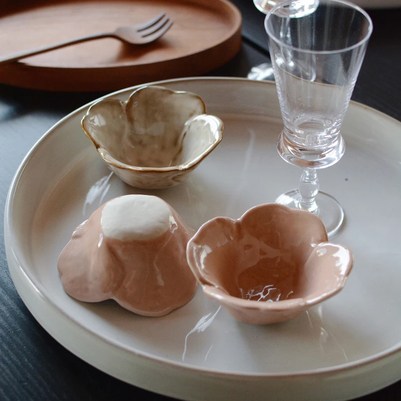 Porcelain Dish Irregular Floral Shape Porcelain Homehold Dinnerware Hot Pot Barbecue Sauce Condiment Dishes Personal Items