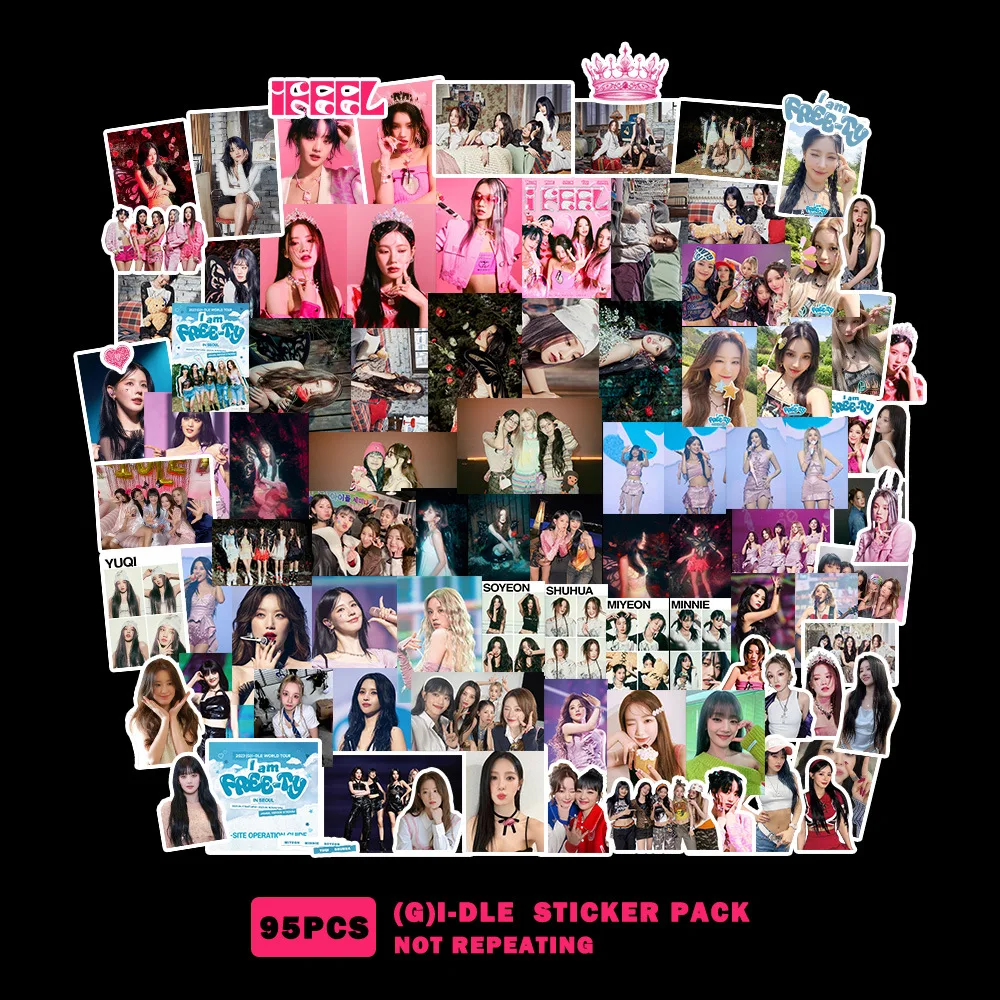 KPOP G-IDLE Adesivos Álbum, Grosso Cartão Fotográfico Adesivos, Cartões DIY, Coleção YUQI Fans, Novo, Eu Sou FREE-TY, 95Pcs Set