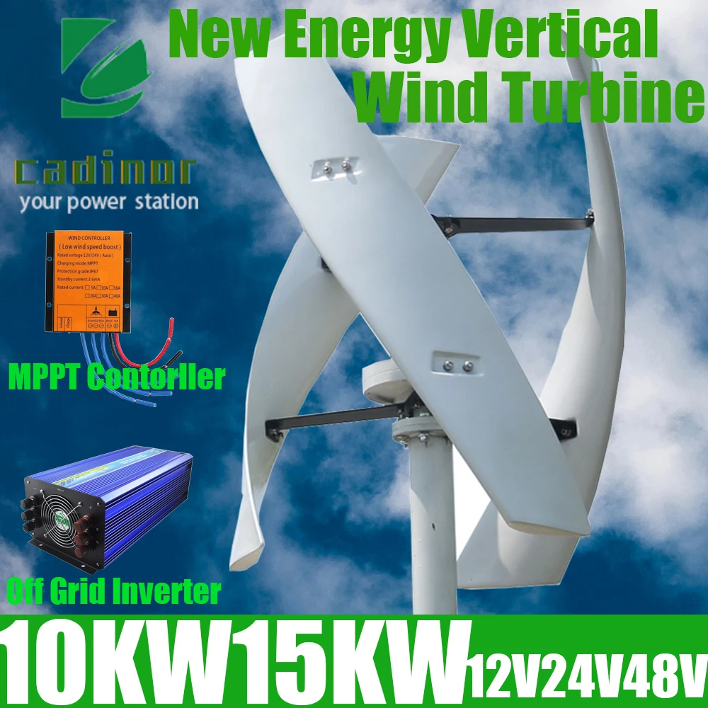 

10000W Vertical Axis Wind Turbine Generator 12V 24V 48V Windmill Maglev Generator MPPT Controller Off Grid System