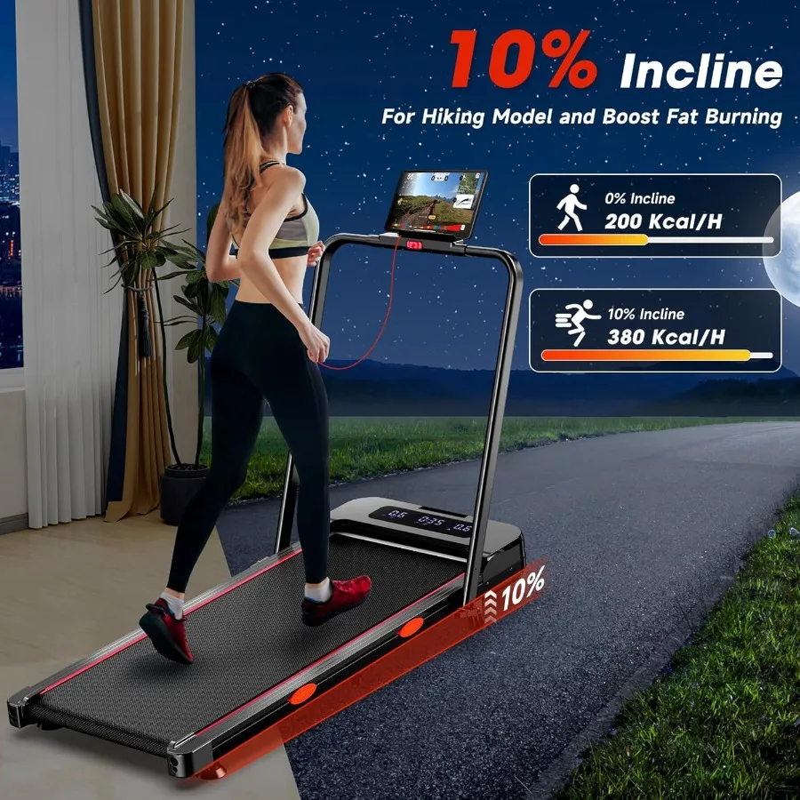 جهاز مشي محمول تحت المكتب للمكتب المنزلي واللياقة البدنية: آلة المشي والجري 2 في 1 مع مائل قابلة للتعديل تدعم الأعلى #2