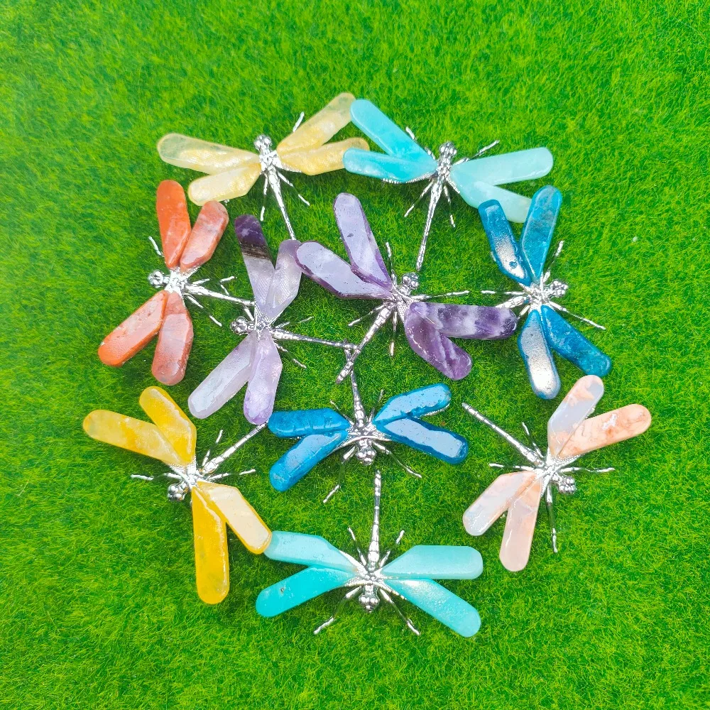 Natural Crystal Mini Handcrafted Dragonfly Crystal Ornament Perfect As A Crystal Gift, Home, and Office Decoration