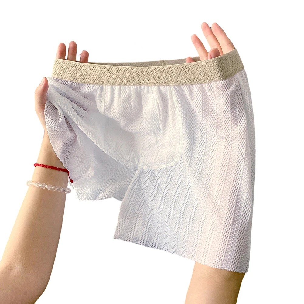 

Men Jacquard Mesh Boxers Adult Underwear Costume Long Leg Shorts Mid Waist Hot Hot Lingerie Sleepwear Home Wear Men's Panties