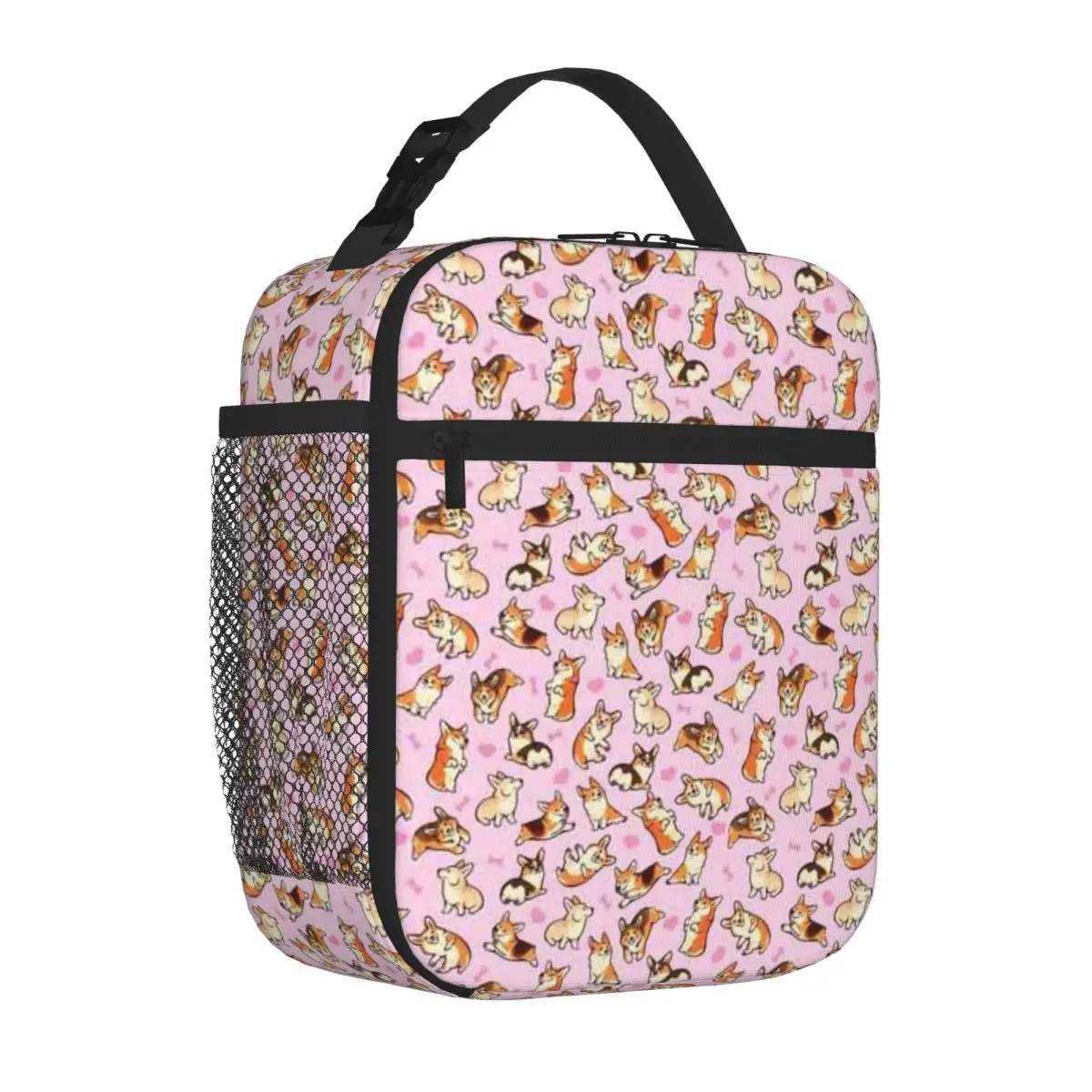 Bestselling Lovey Corgis In Pink Large Capacity Lunch Carrier Field Work Meal Lunch Tote
