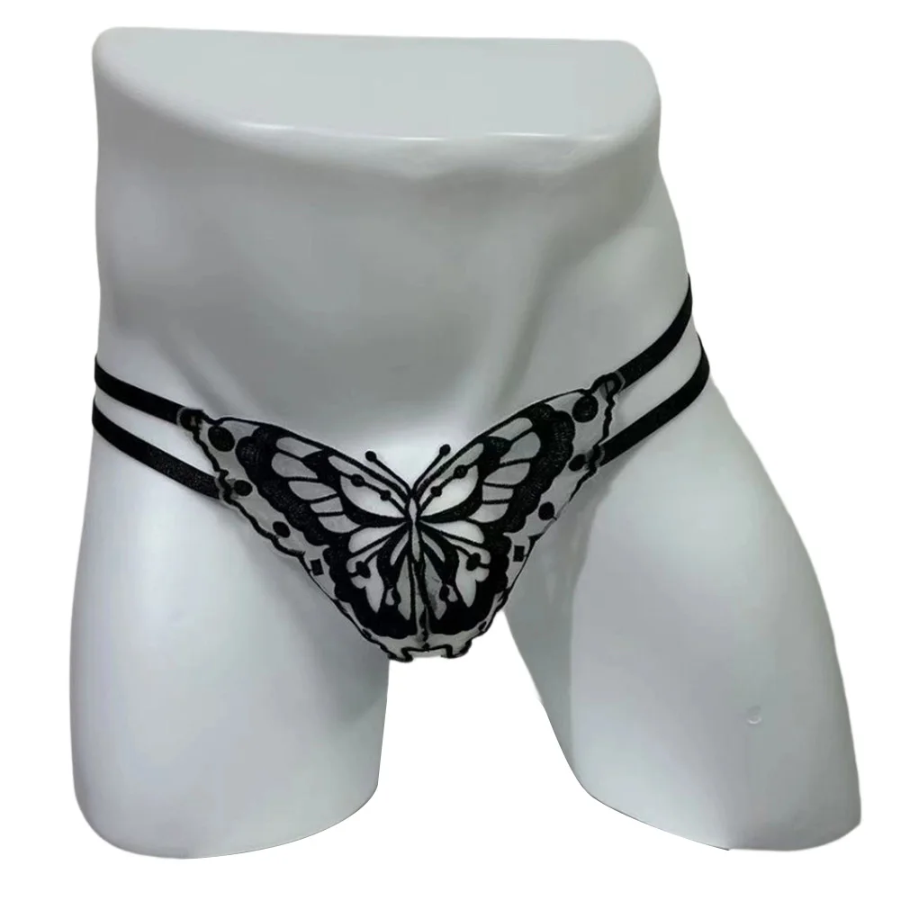 Men Butterfly Embroidery Lingerie Sheer G-String Underwear For Man Panties Sexy Accessories Hot T-back Gay Sissy Erotic Thongs