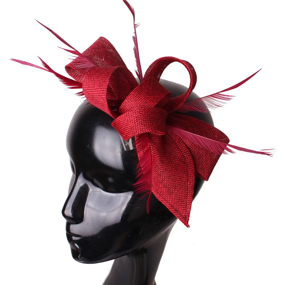 Frauen Gold Feder Blumen Hut Haar Clip Fascinator Schöne Kopfbedeckungen Stirnband Für Cocktail Party Hochzeit Kirche Haar Zubehör – Detail 23