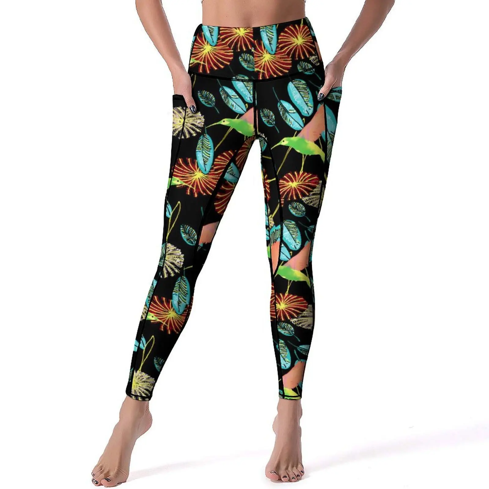 

Tropical Birds Flower Yoga Pants Lady Green Leaves Leggings Push Up Funny Yoga Legging Stretch Pattern Workout Sport Pants