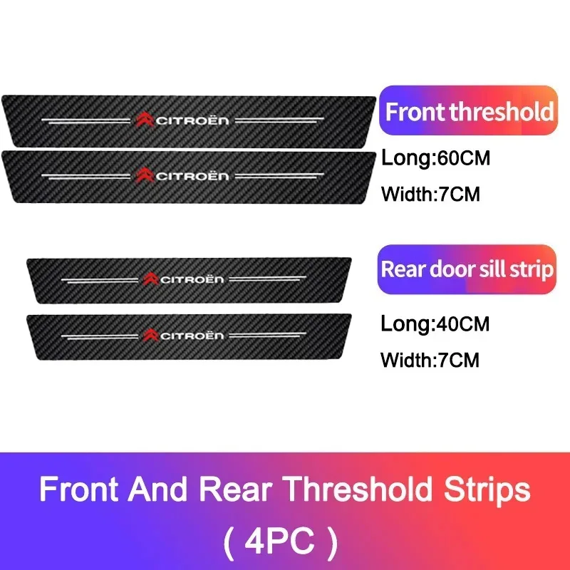 4 قطعة ألياف الكربون سيارة ملصق السيارات عتبة الباب مقاوم للماء لسيتروين C2 C3 C4 C5 C6 C1 DS3 DS4 DS5 DS7 كسارا بيرلينجو بيكاسو #2