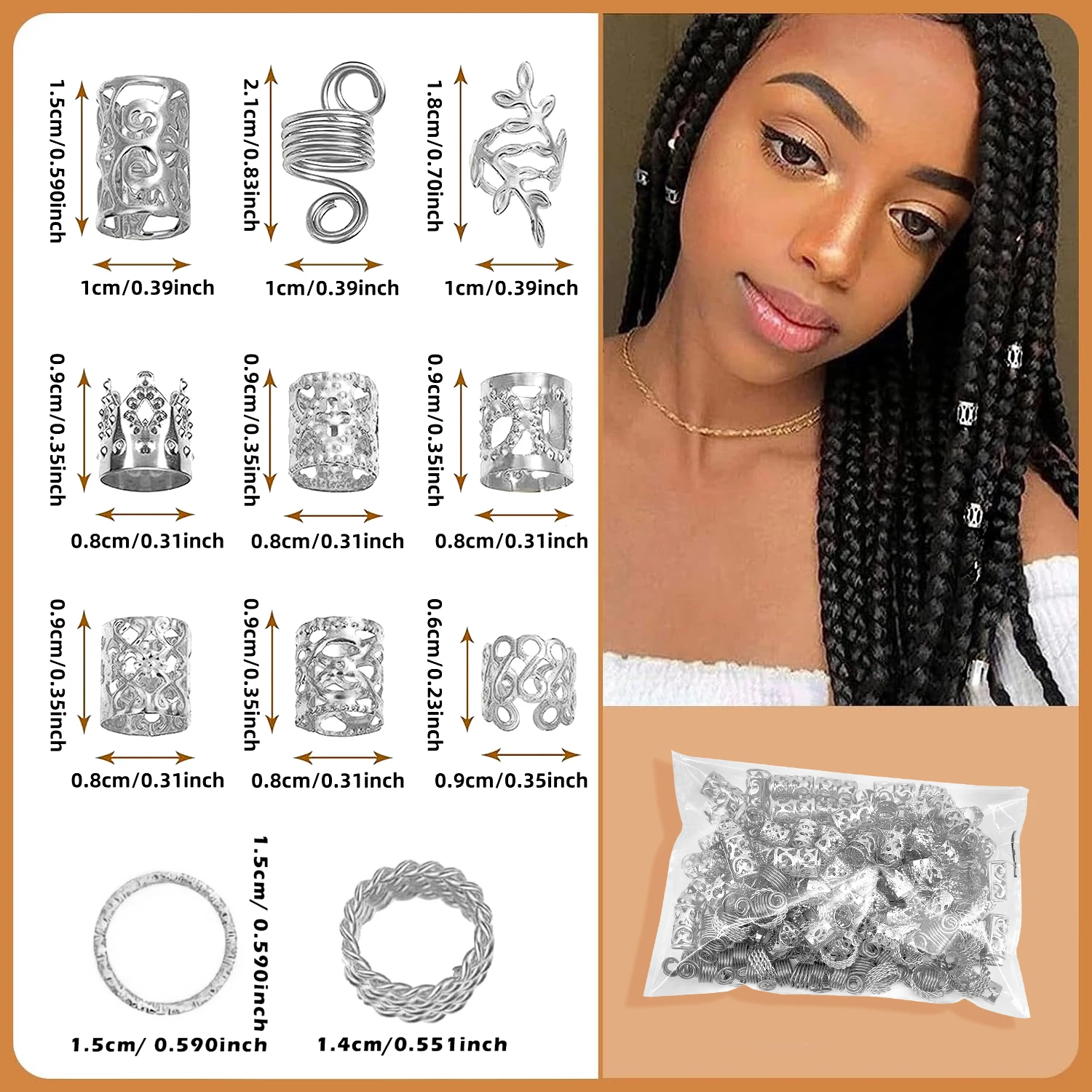 220 قطعة من إكسسوارات الشعر، مجوهرات Loc للضفائر، مجوهرات الشعر النسائية لإكسسوارات المجدل، زينة جديلة الشعر بوهو