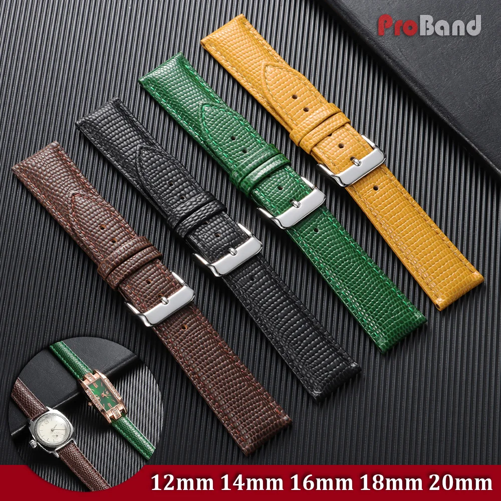 12mm 14mm 16mm 18mm 20mm Watch Straps Lizard Pattern Leather Watch Band for Men Women Business Cowhide Black Green Watchband