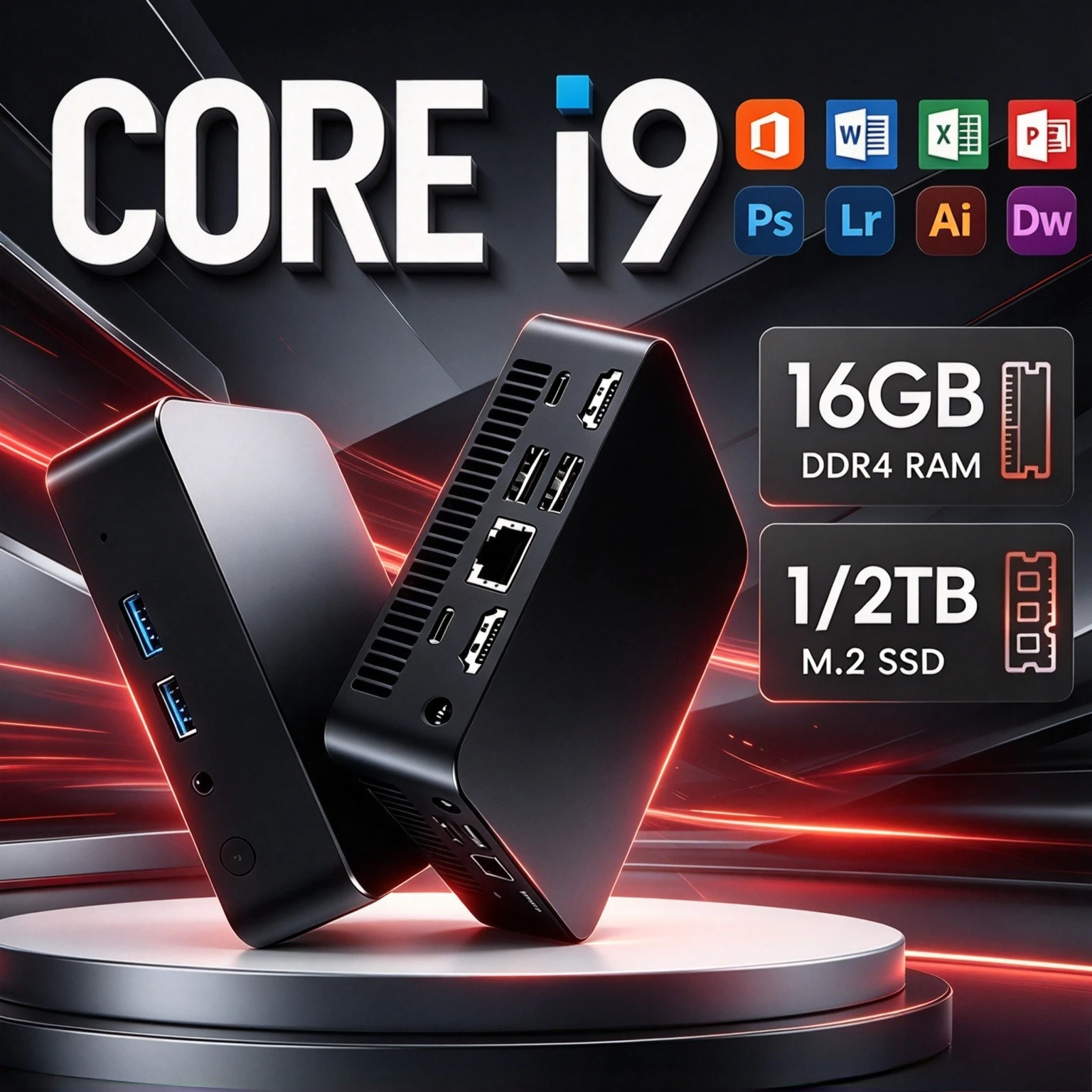 2026년형 미니 PC, 인텔 코어 i9-10980HK 프로세서, 윈도우 운영체제, 16GB RAM, 1TB/2TB SSD, Wi-Fi, 블루투스 5.2, 4K HD 해상도, 게이밍, 사무용, 학습용 PC