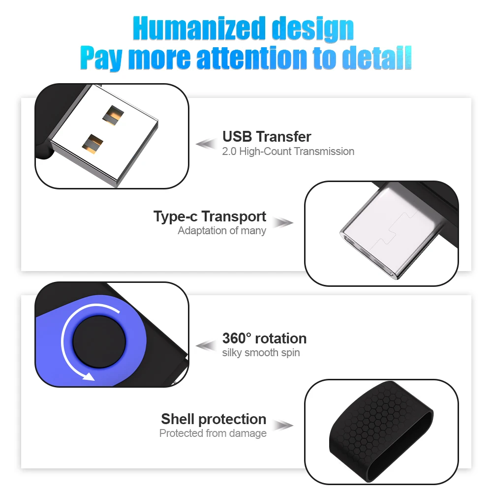 جديد TYPE-C 2 في 1 USB2.0 محرك فلاش 16 جيجابايت بندريف 128 جيجابايت ذاكرة عصا 64 جيجابايت القدرة الحقيقية 32 جيجابايت 4 جيجابايت 8 جيجابايت قرص USB سلسلة مفاتيح مجانية